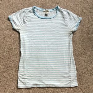 Blue and white striped crewneck t-shirt